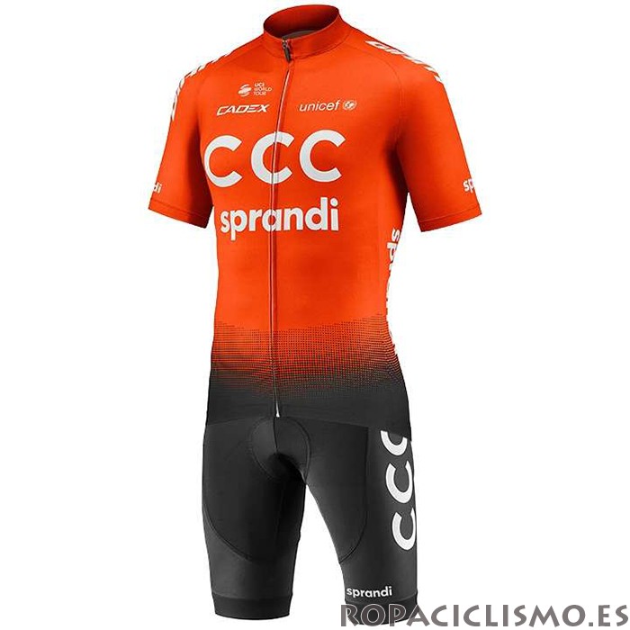 2020 Maillot CCC Team Tirantes Mangas Cortas Naranja Negro